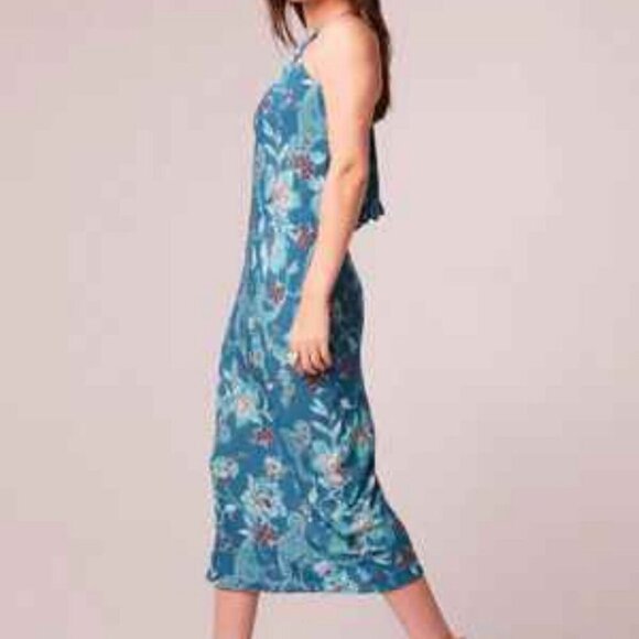 NWT Band Of The Free Audette Teal Floral Halter Midi Dress - Picture 3 of 16